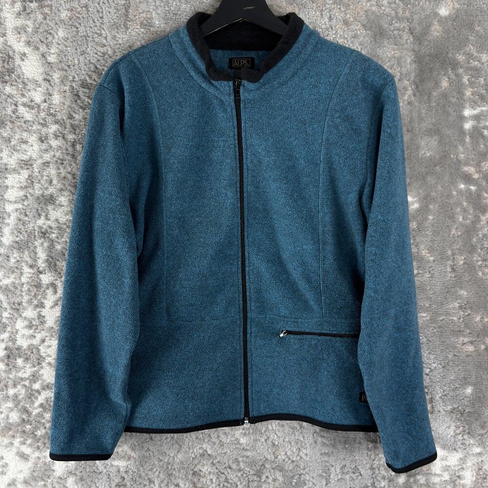 Alps Size S Outdoor‎ Full Zip Fleece Jacket Blue Long Sleeve Casual Mock Neck
